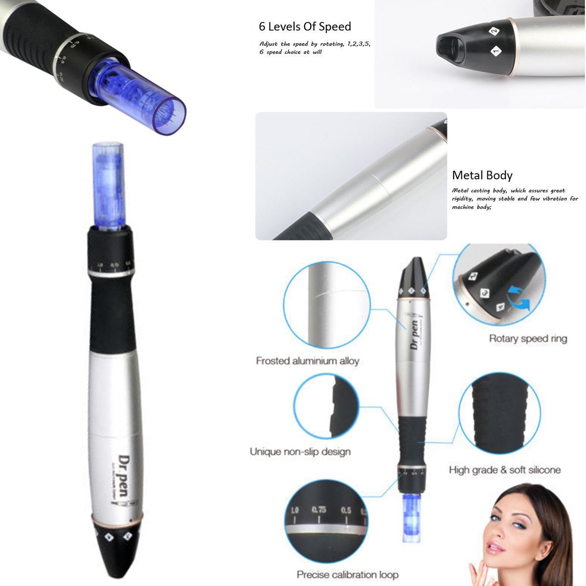 Electric Dr.pen Wired Device A1-C Tattoo Skin Care Tool Professional System Therapy CE with Cartridges