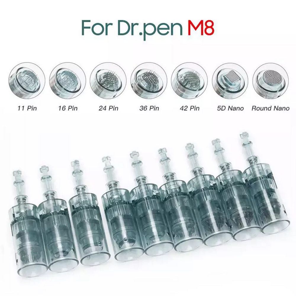 11/16/24/42Pin Round Nano Microneedling Skin Roller Cartridges Compatible With M8 for Home Use