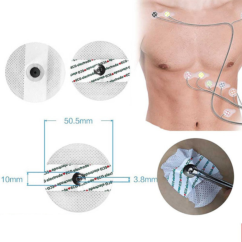 50PCS Disposable Self Adhesive Non-Woven Electrodes Pads ECG EKG for Tens Acupuncture Physiotherapy Machine Portable Handheld Adult
