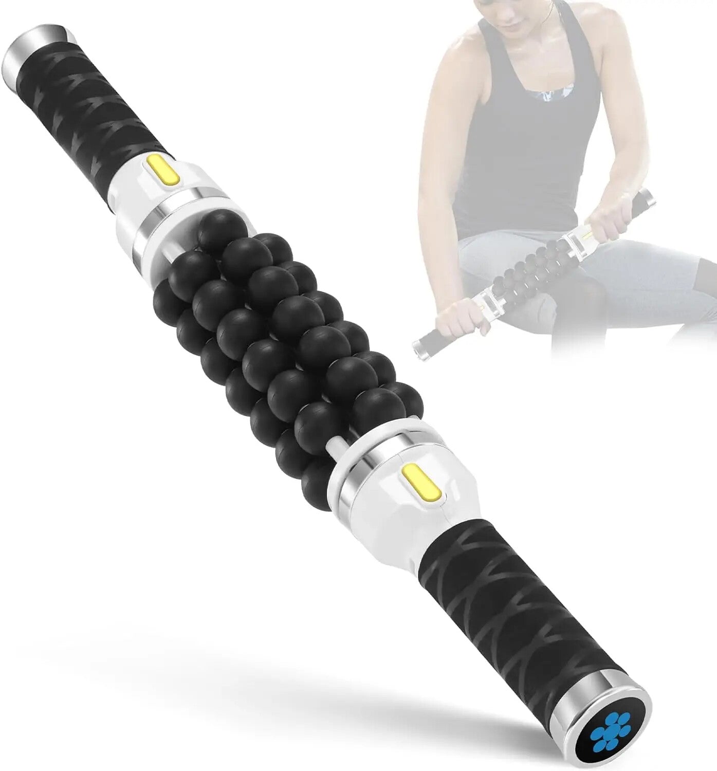 Electric Deep Tissue Roller Massage Stick Rechargeable Muscle Relax Roller Tool For Leg Back Arm Soreness Recovery Fitness Massage Device