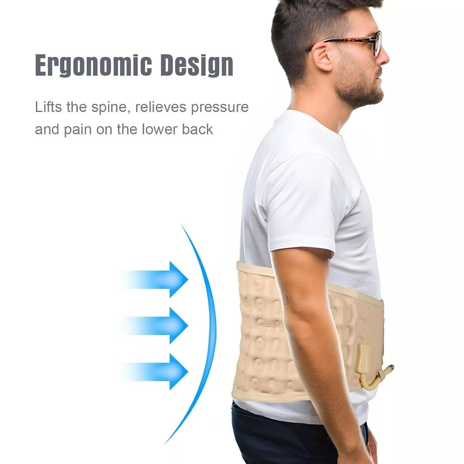 Air Traction Inflatable Spine Decompression Back Belt Lumbar Support for Lower Back Pain Relief Fast