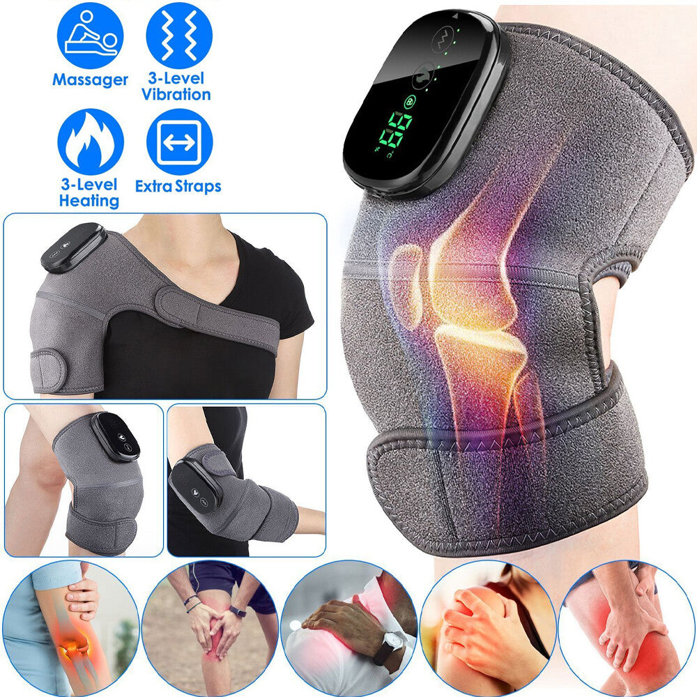 3 IN 1 Smart Timed Pain Relief Heating Vibration Elbow Shoulder Knee Massage Belt Electric Joint Body Massager for Leg