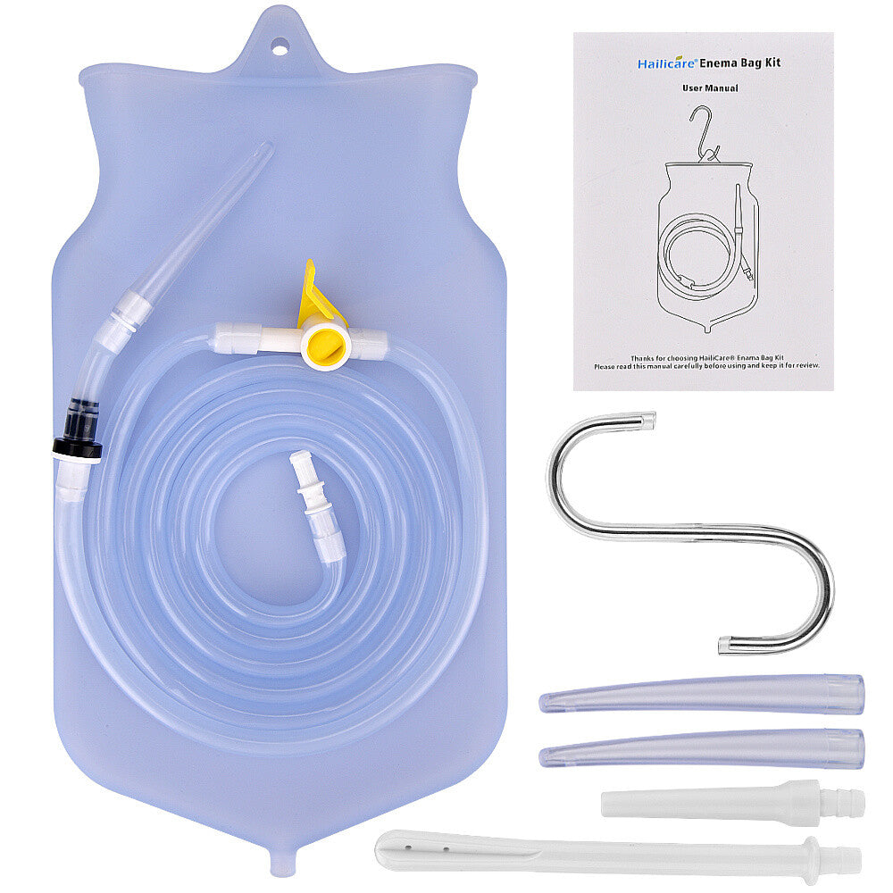 2L Reusable Silicone Enema Bag Kit Coffee and Water Enema Cleansing Long Silicone Hose Anal Douche for Women and Men