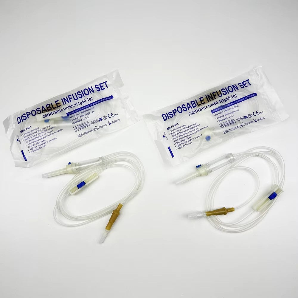 Disposable Sterile Intravenous Infusion Set For Animal Use Veterinary Adjustable Flow Fluid Delivery Infusion Catheter Tube Accessory (10 Pack)