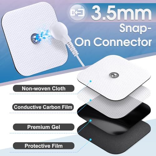 20/40PCS Replacement 3.5mm Snap 2x2" Self-Adhesive TENS Unit Electrode Pads Compatible with TENS Devices with 3.5mm Connector