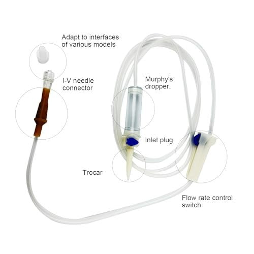 Disposable Sterile Intravenous Infusion Set For Animal Use Veterinary Adjustable Flow Fluid Delivery Infusion Catheter Tube Accessory (10 Pack)