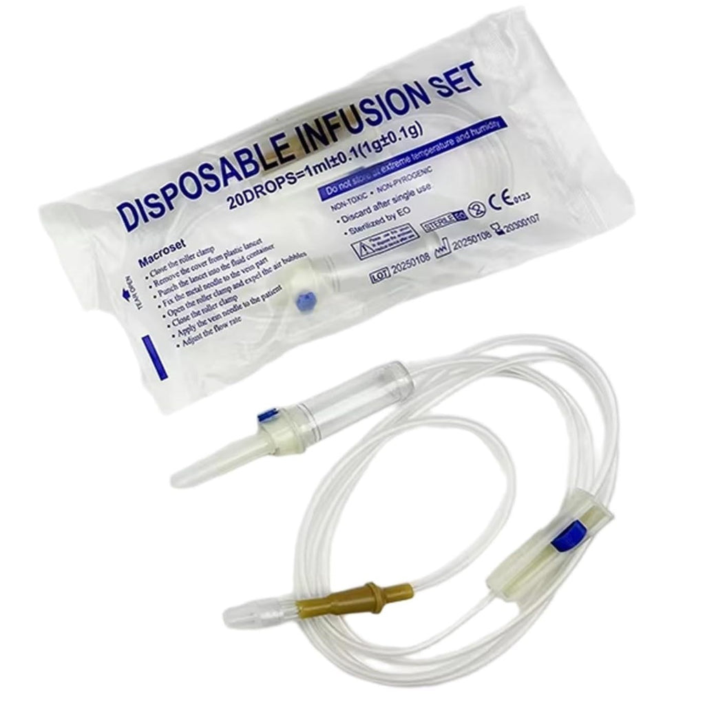 Disposable Sterile Intravenous Infusion Set For Animal Use Veterinary Adjustable Flow Fluid Delivery Infusion Catheter Tube Accessory (10 Pack)