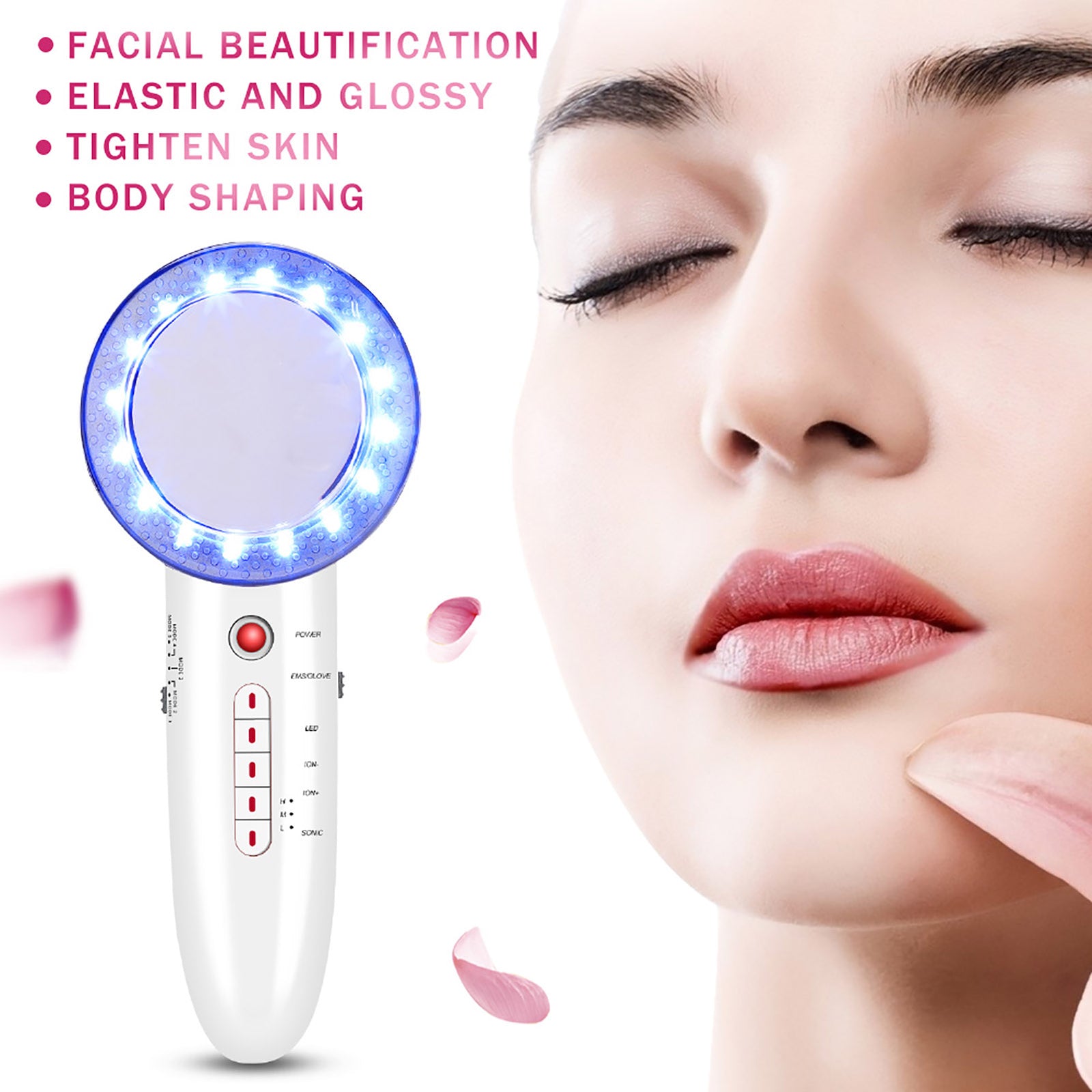 6 In 1 EMS LED Galvanic Ion Machine Ultrasonic Body Slimming Skin Tightening Fat Burning Anti Cellulite Massager