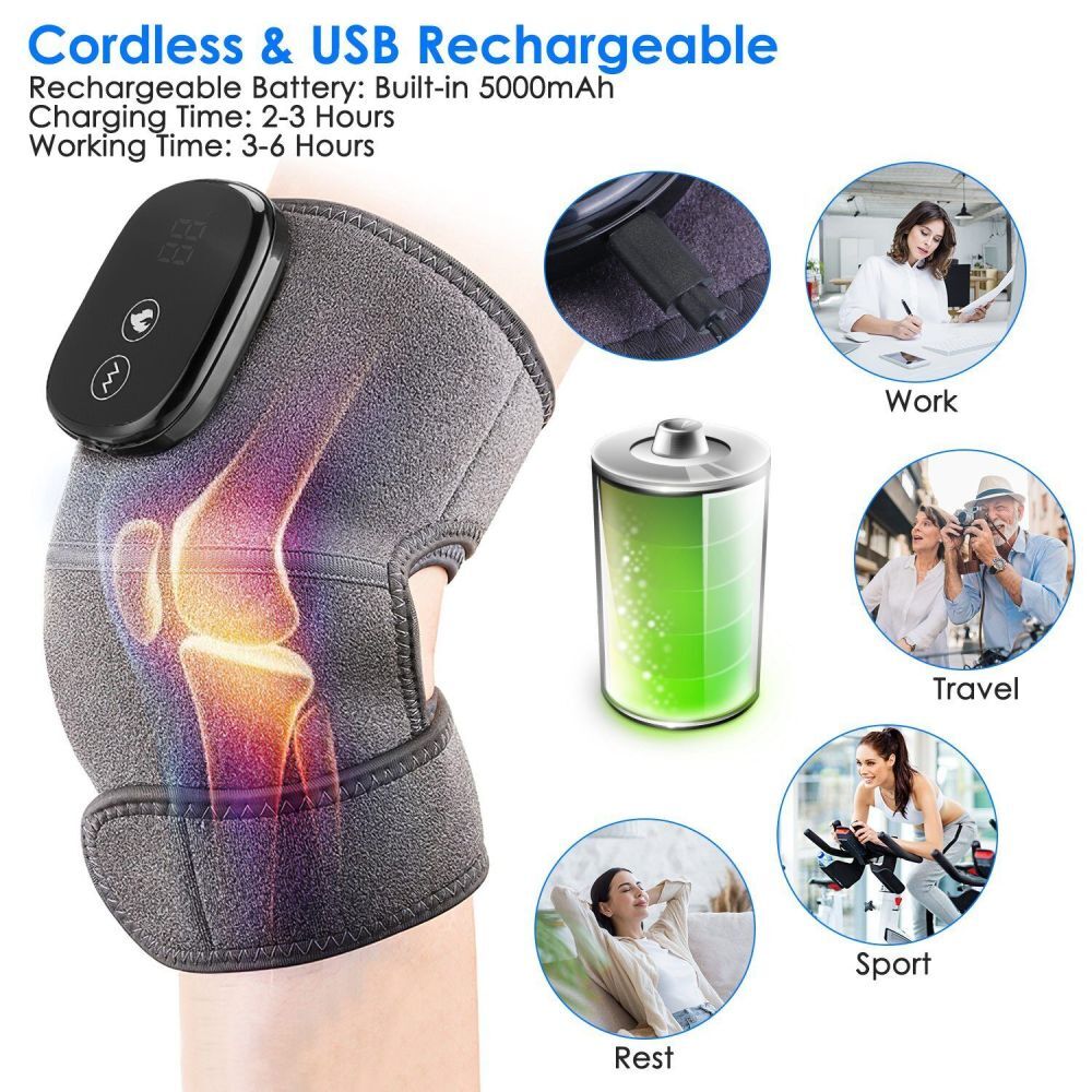 3 IN 1 Smart Timed Pain Relief Heating Vibration Elbow Shoulder Knee Massage Belt Electric Joint Body Massager for Leg