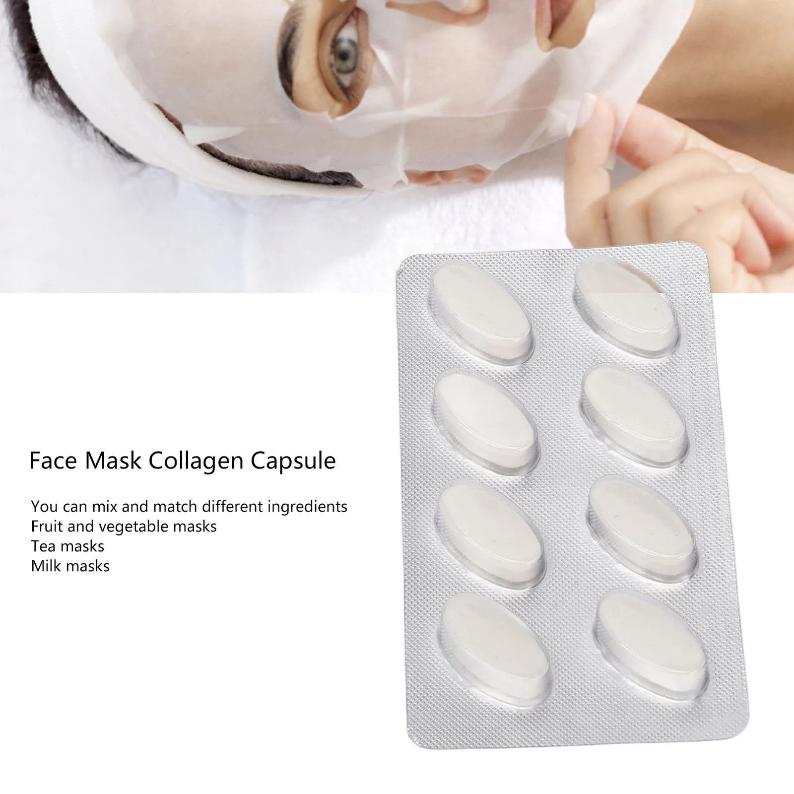 30pcs DIY Collagen Facial Mask Capsules Natural Skin Care Mask Powder Tablets for Hydrating Firming Homemade Face Mask Making