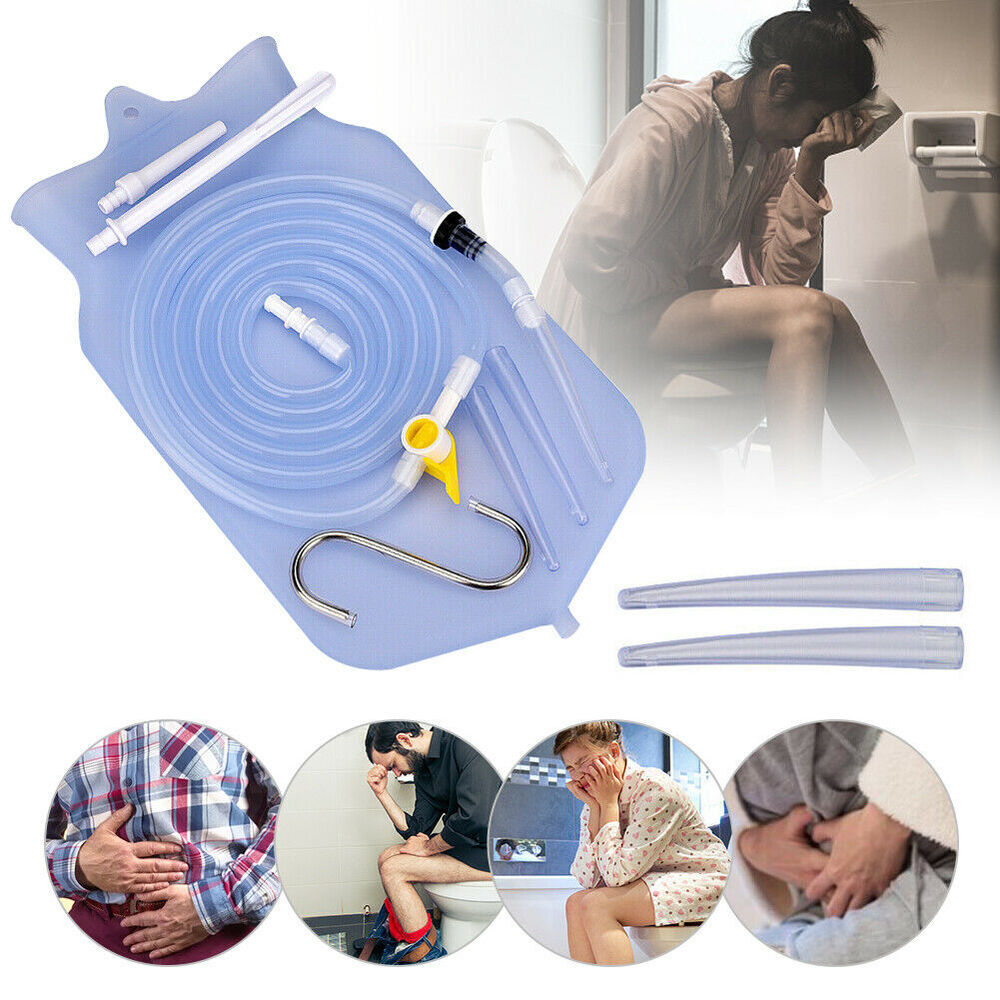 2L Reusable Silicone Enema Bag Kit Coffee and Water Enema Cleansing Long Silicone Hose Anal Douche for Women and Men