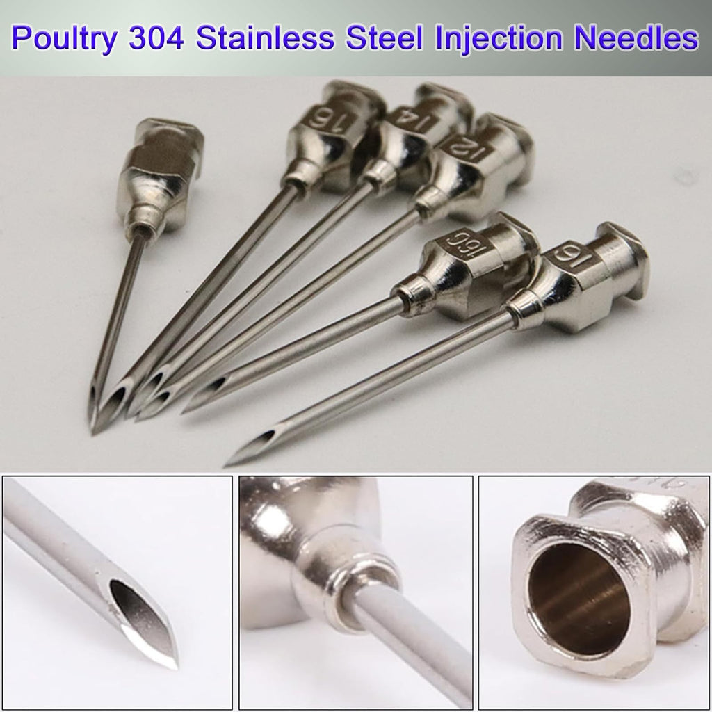 Stainless Steel Veterinary Injection Needles for Livestock Pig Cattle Sheep Horse Dog Poultry Farm Animal Use 10 Pcs/Box