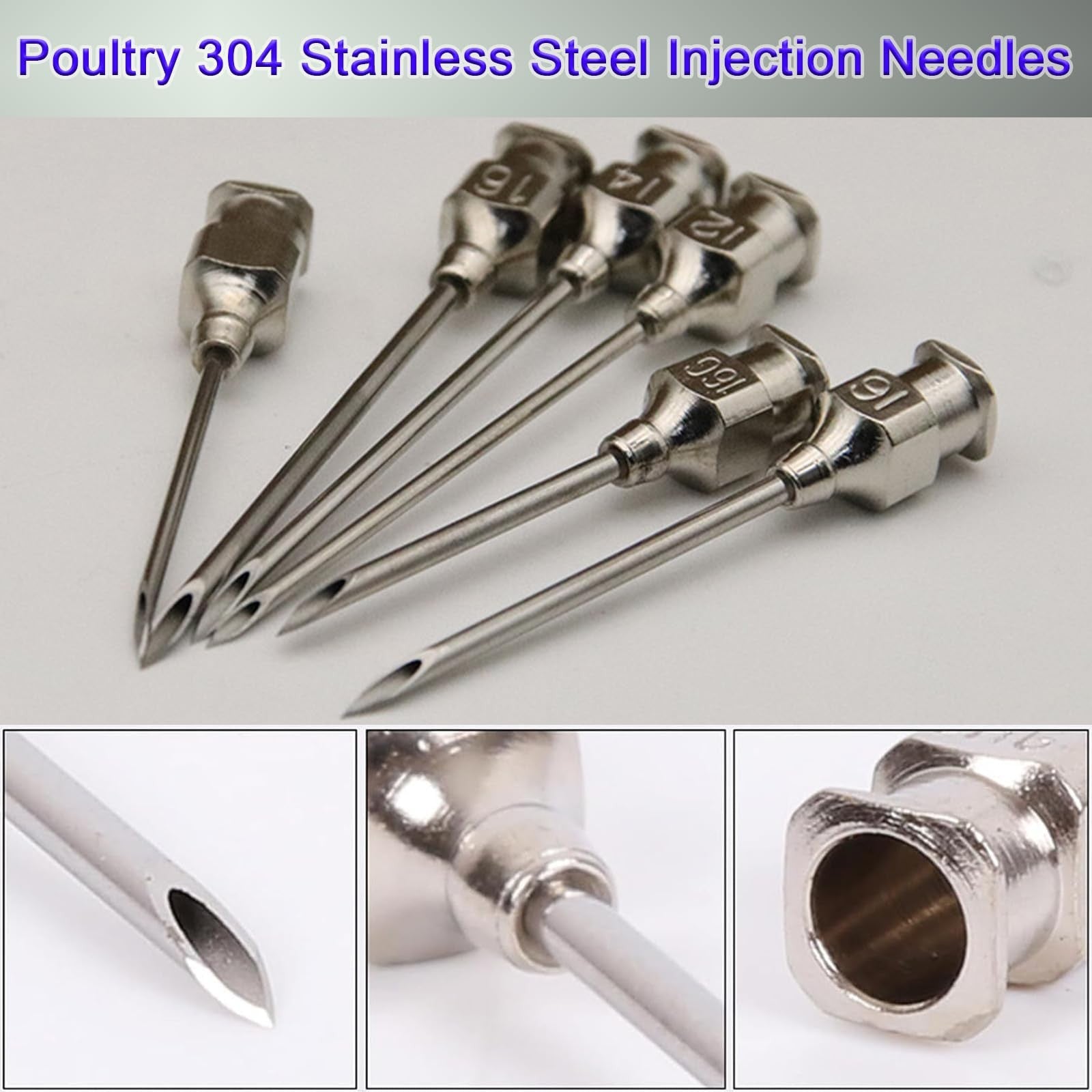 Stainless Steel Veterinary Injection Needles for Livestock Pig Cattle Sheep Horse Dog Poultry Farm Animal Use 10 Pcs/Box
