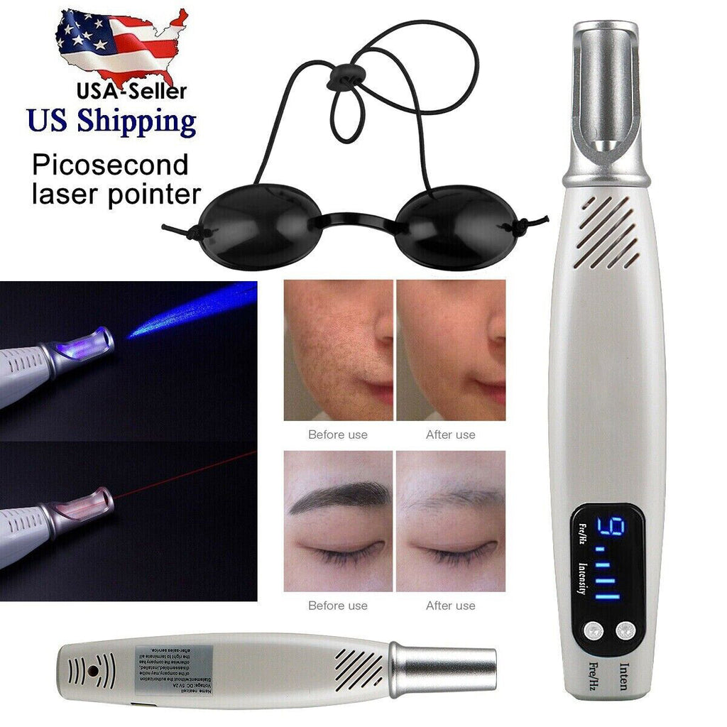 Handheld Red or Blue Pen Picosecond Spot Removal Pen Painless Eyebrow Washing Portable Tattoo Removal Skin Beauty for Home Use