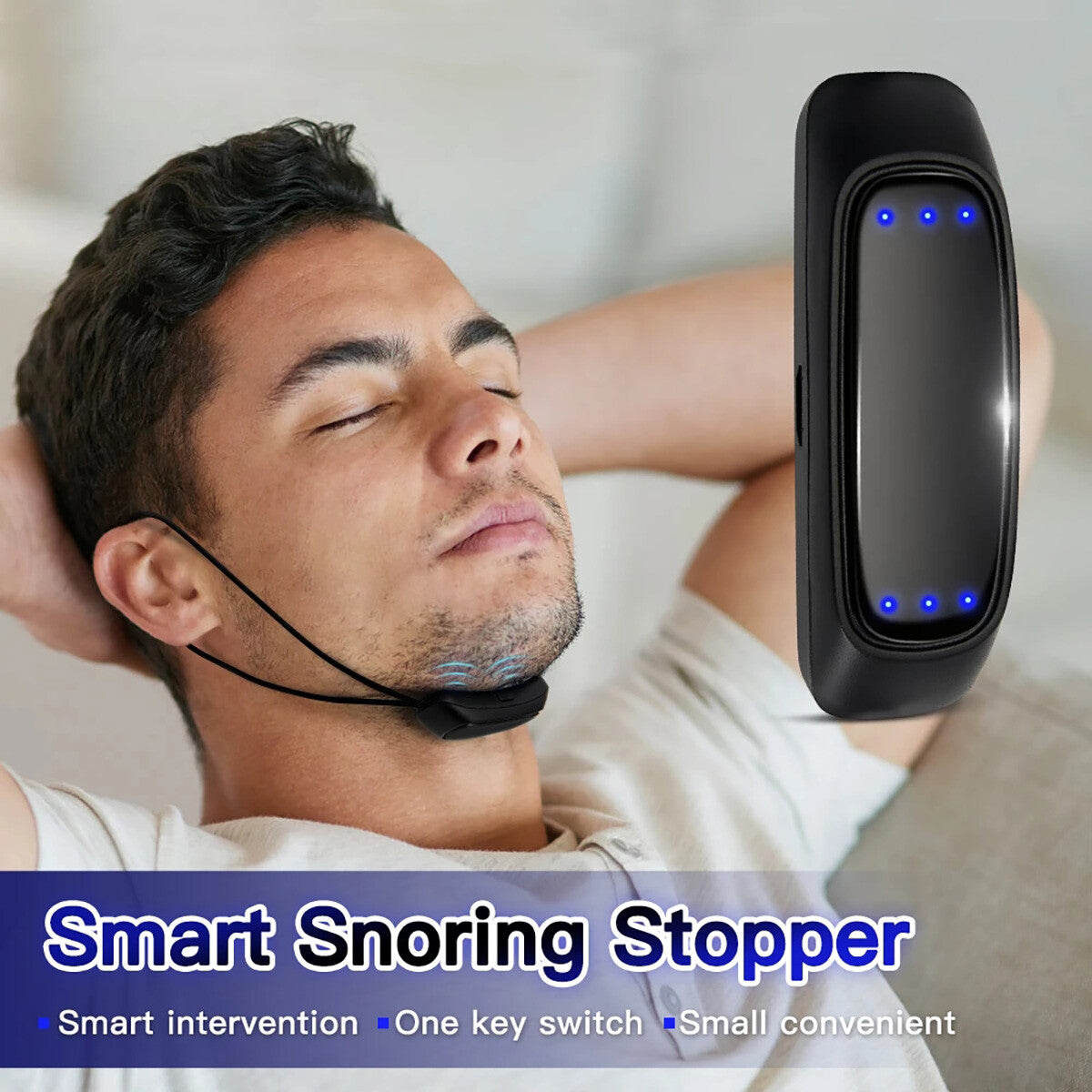 Electric Smart EMS Anti Snoring Pulse Device Rechargeable Comfortable Sleep Well Snoring Stopper