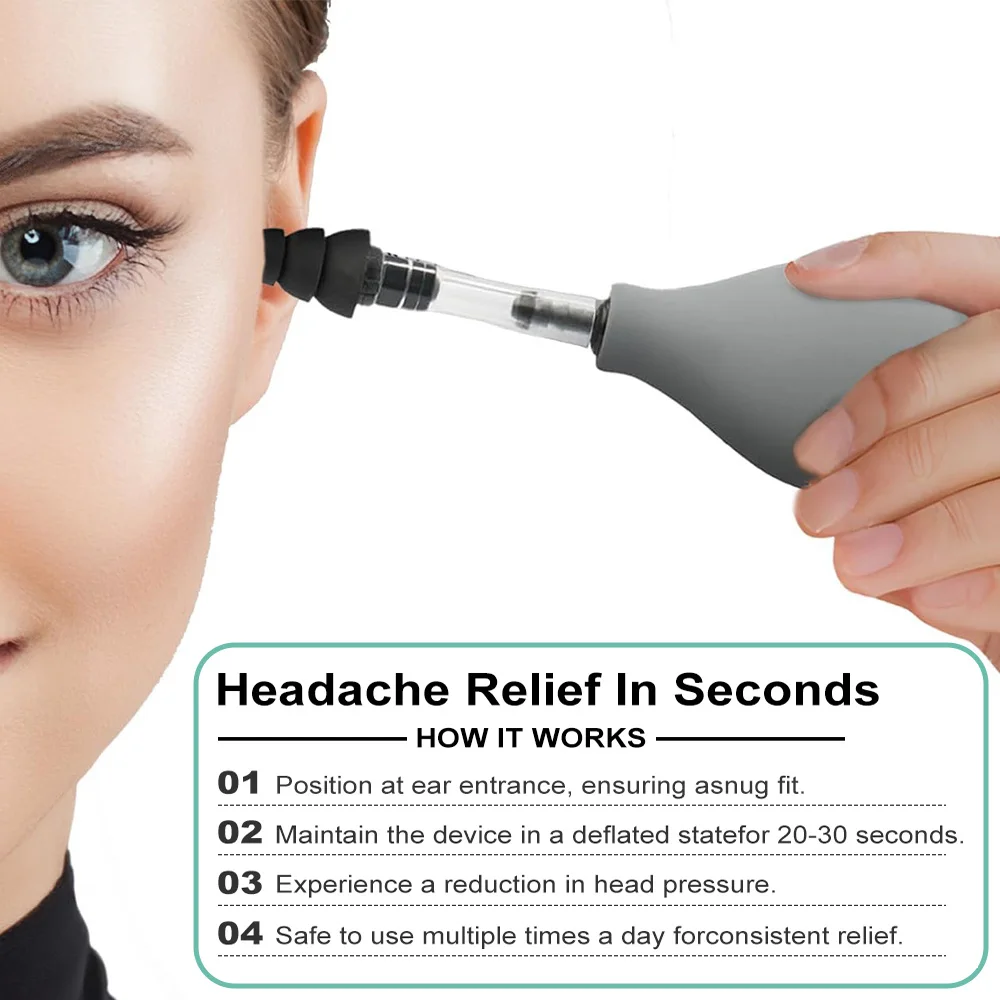 Portable Ear Pressure Equalization Balloon Tool With Extra Silicone Tips Ear Care Relieve Blocked Ears For Flight Diving Hearing Comfort Device