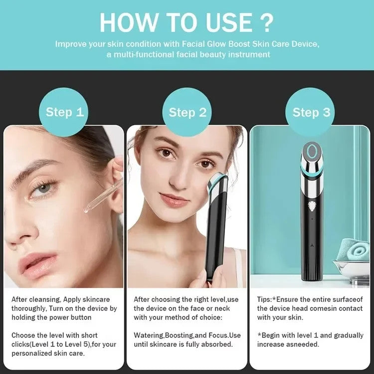 EMS Vibration LED Facial Skin Tightening Device Portable Anti Aging Face Massager Boost Skin Absorption Home Skincare Beauty Instrument