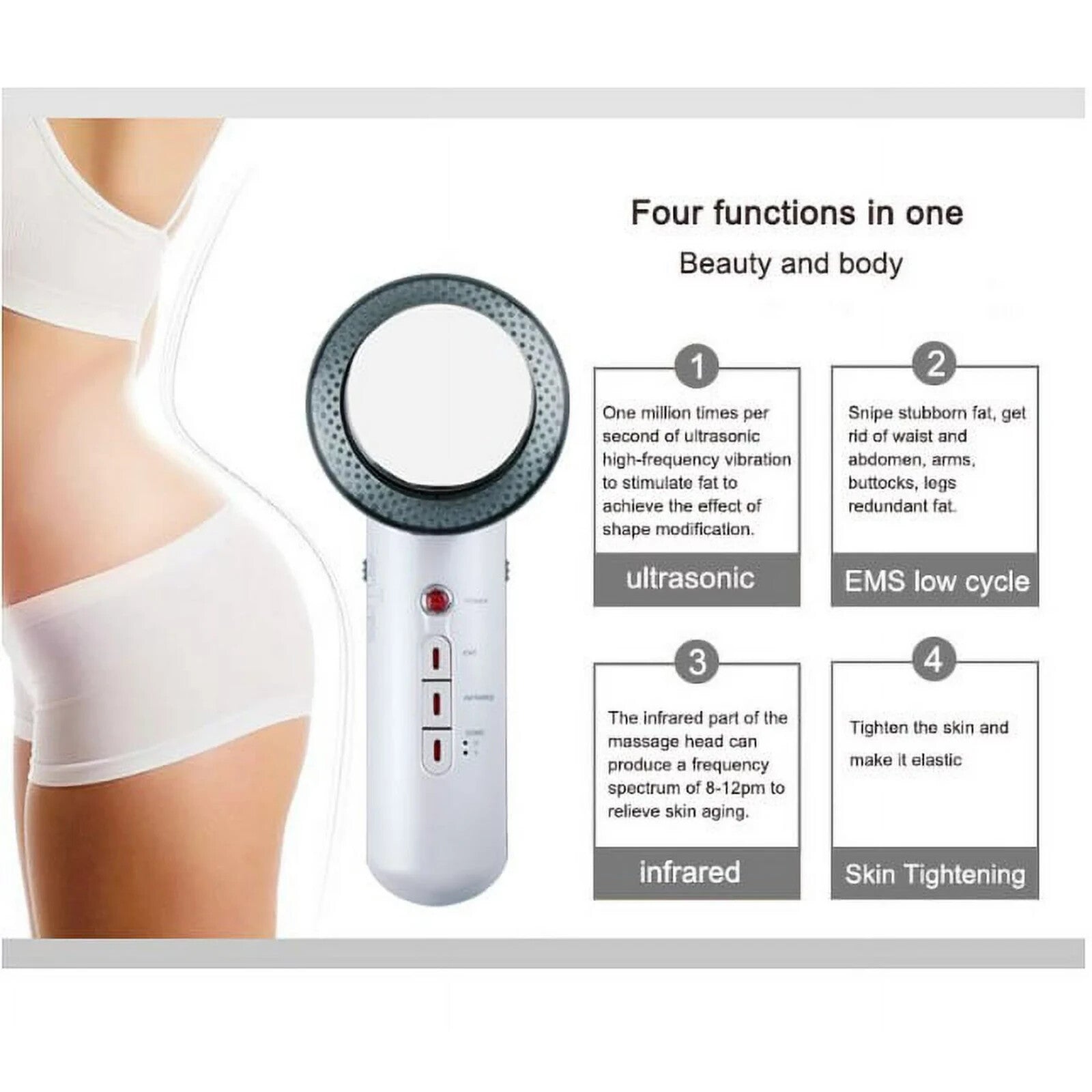 3 IN 1 Electric Microcurrent Slimming Beauty Instrument EMS Ultrasonic Massager Slimming and Fat Burning for Home Use