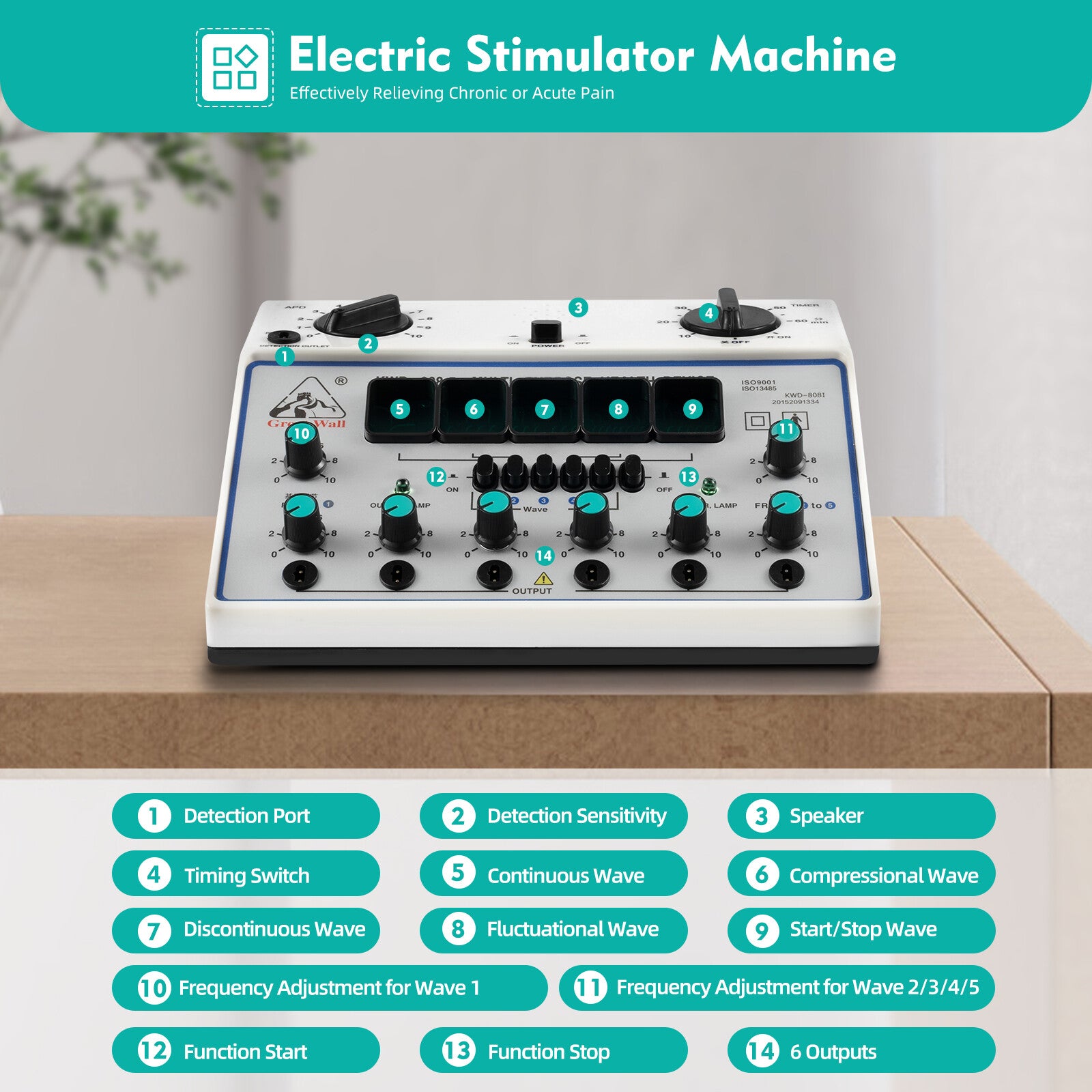 KWD-808I 6 Channel Output Patch Massager Care Kit Digital Electroestimulador Muscular Electric Acupuncture Stimulator Machine