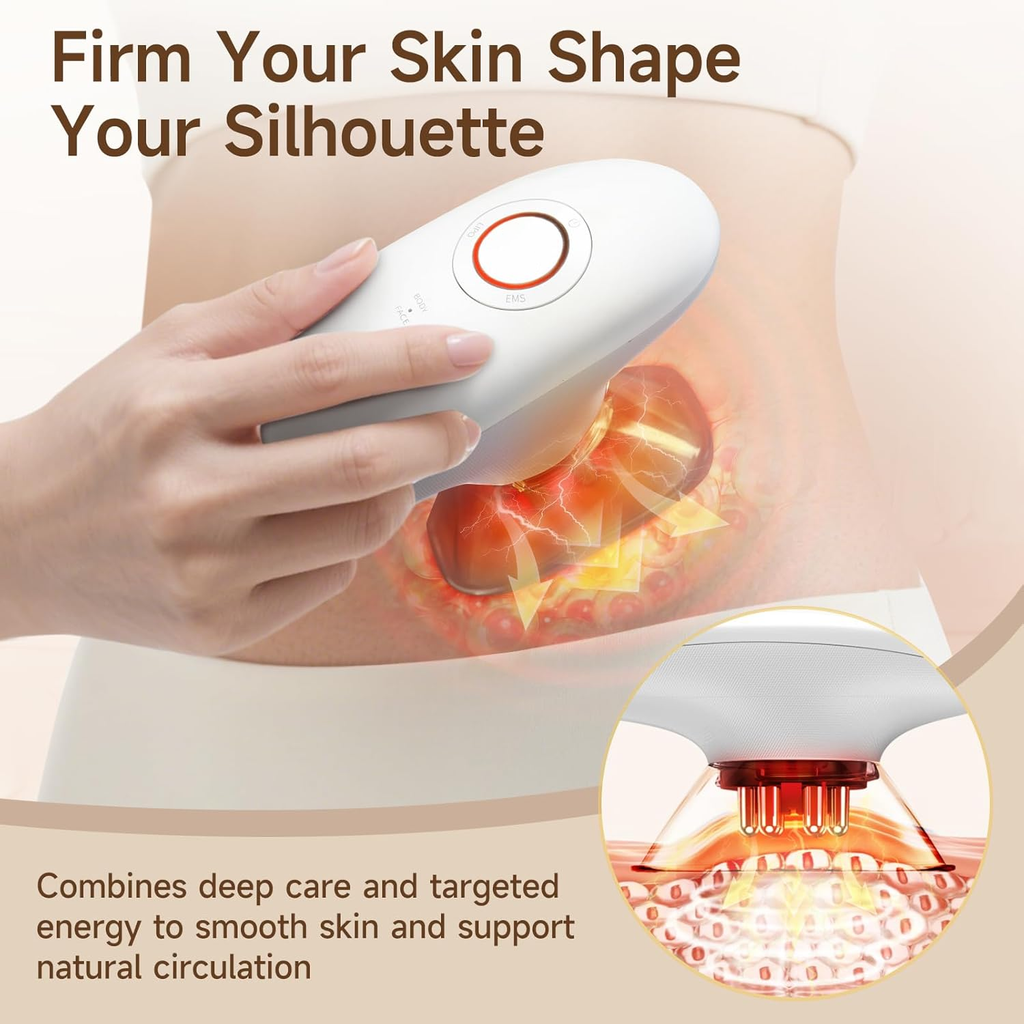 3 In 1 Handheld Body Slimming Massager EMS Red Light Heating Skin Tightening Machine Face Belly Body Shaping Anti Cellulite Beauty Device