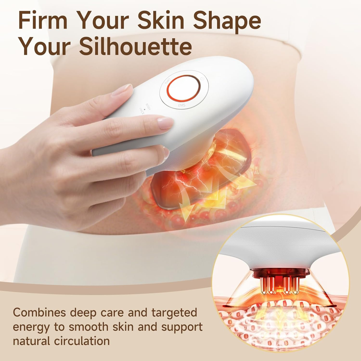 3 In 1 Handheld Body Slimming Massager EMS Red Light Heating Skin Tightening Machine Face Belly Body Shaping Anti Cellulite Beauty Device