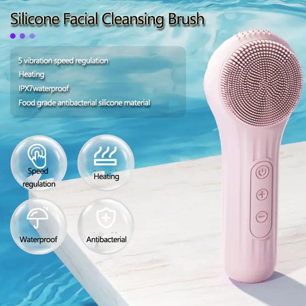 Electric Silicone Facial Cleansing Brush Rechargeable Vibration Face Scrubber Deep Clean Pore Exfoliate Skin Care Beauty Tool
