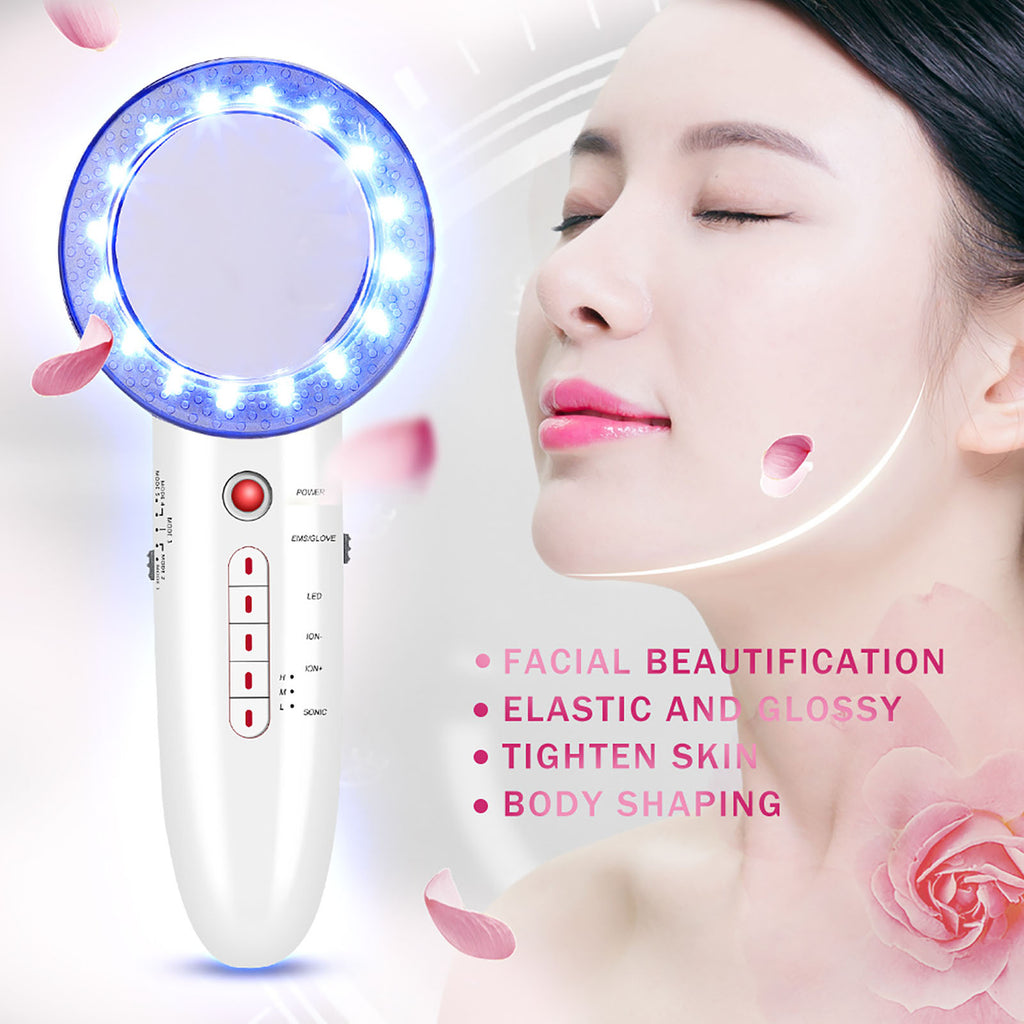 6 In 1 EMS LED Galvanic Ion Machine Ultrasonic Body Slimming Skin Tightening Fat Burning Anti Cellulite Massager