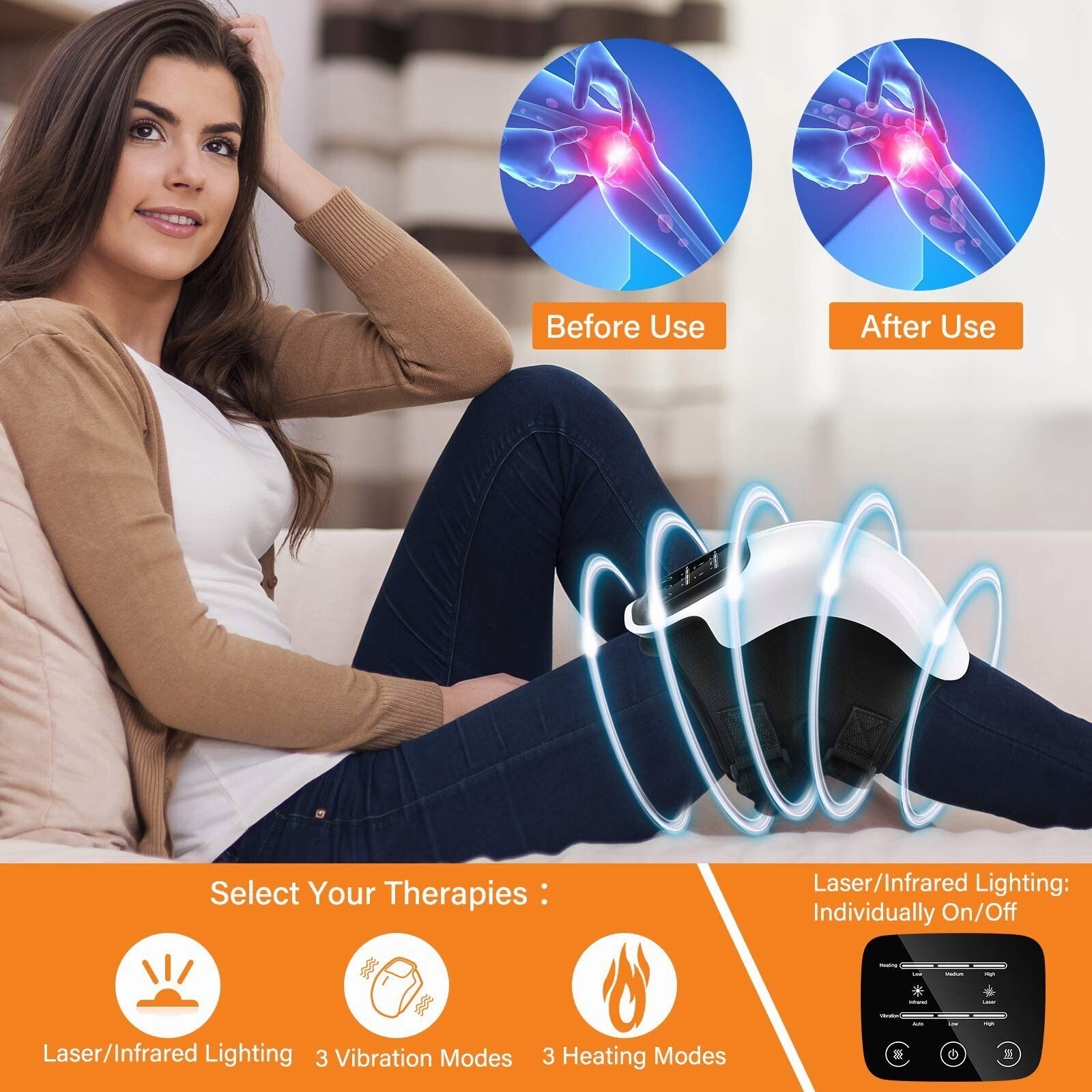 Technical Red Light Thermal Electric Mute Noise Pain Relief Joint Pain Heal Heating Treatment Machine Knee Massager