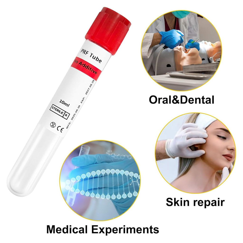 10mL PRF Tubes No Additive PRF Processing Tubes PET Centrifuge Tubes for Laboratory Sample Preparation Individually Wrapped (10/20/50 Pack)
