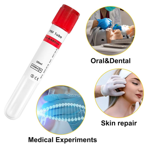 10mL PRF Tubes No Additive PRF Processing Tubes PET Centrifuge Tubes for Laboratory Sample Preparation Individually Wrapped (10/20/50 Pack)