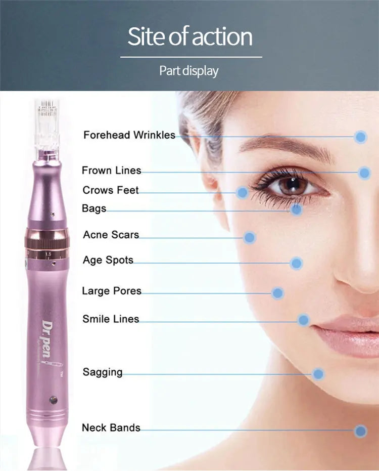 Wireless Pink Dr.Pen Ultima A6 Microneedling Derma Pen 5 Speed 0-2.5mm Depth Home Salon Anti-Aging Skin Rejuvenation Tool
