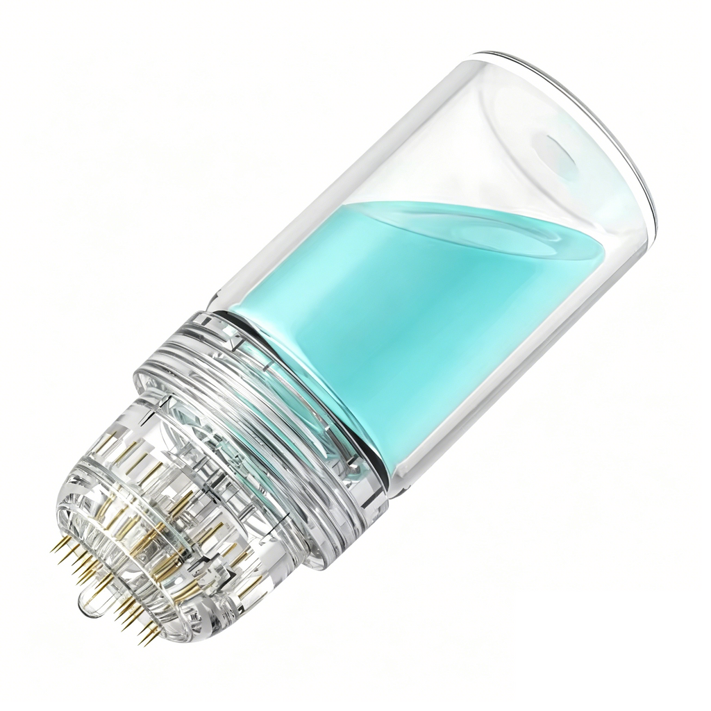 Hydra 20 Pins Gold Titanium Derma Stamp With 5ml Glass Bottle Skin Therapy Auto Serum Infusion System Home Use