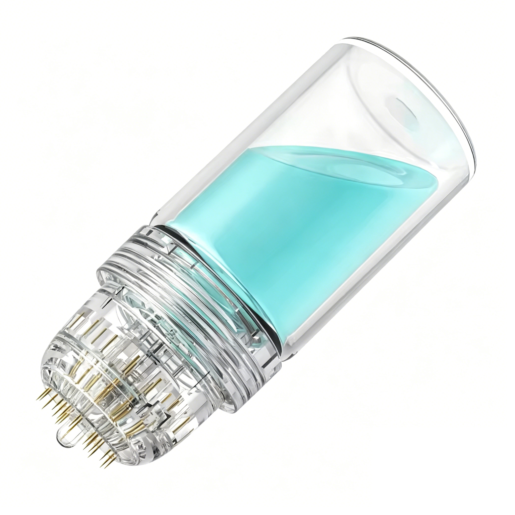 Hydra 20 Pins Gold Titanium Derma Stamp With 5ml Glass Bottle Skin Therapy Auto Serum Infusion System Home Use
