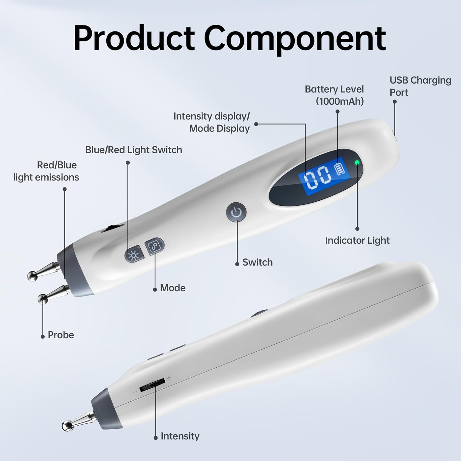 Electronic Acupuncture Pen Electric Meridian Acupressure Point Tool Massage Pulse Therapy Device for Pain Relief Rechargeable