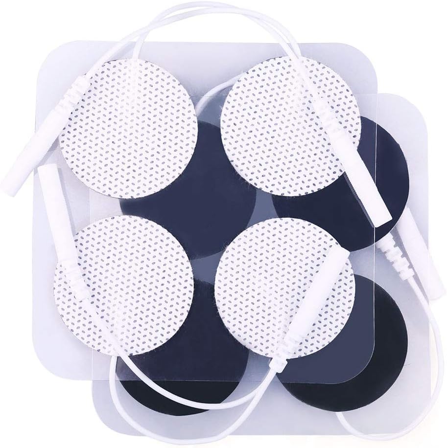 36X Replacement 1.25" 2mm Connector Round TENS Unit Electrode Pads Premium Adhesive Gel for EMS Muscle Stimulator
