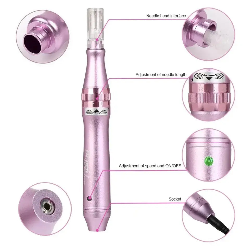 Wireless Pink Dr.Pen Ultima A6 Microneedling Derma Pen 5 Speed 0-2.5mm Depth Home Salon Anti-Aging Skin Rejuvenation Tool