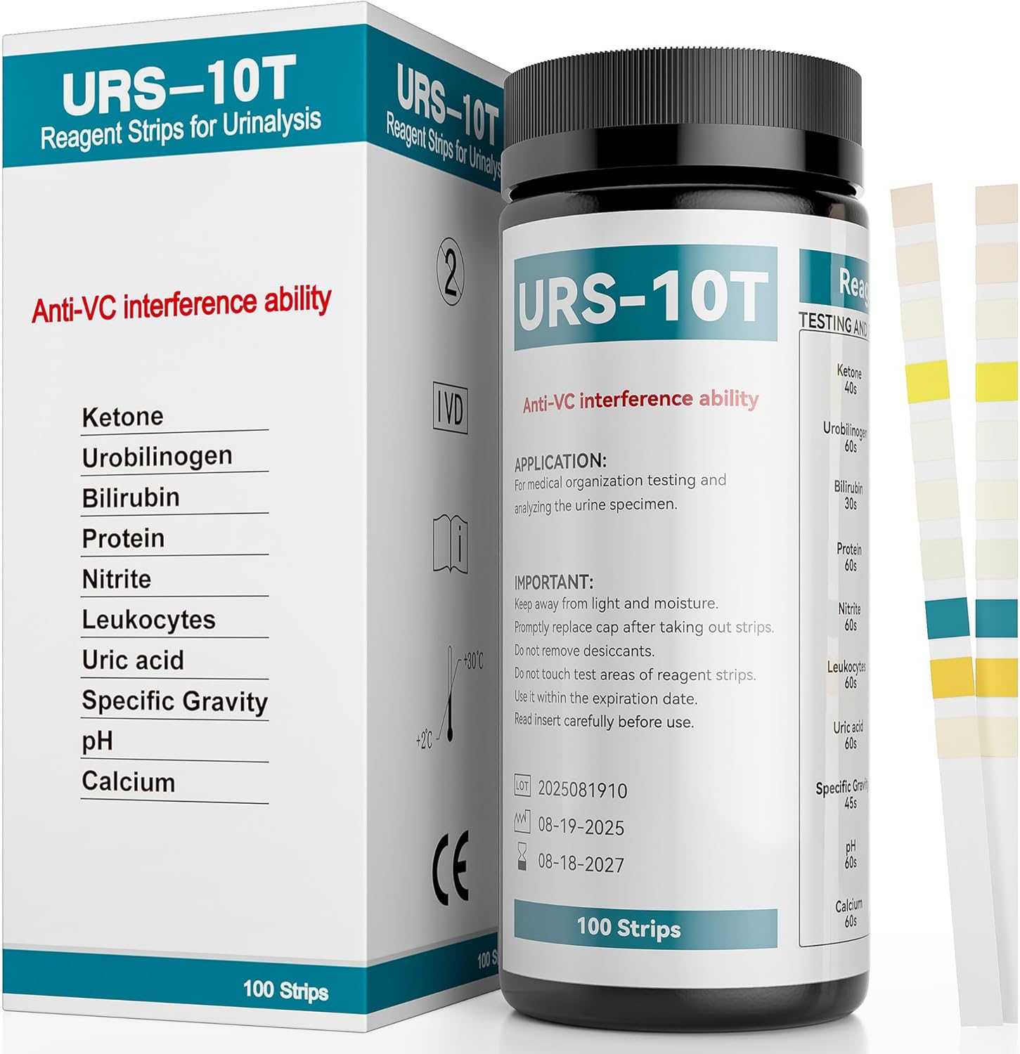 10-in-1 Urine Test Strips, UTI Test Strips for Urinalysis Full Panel, Ketone Test Kit at Home, 100 Count