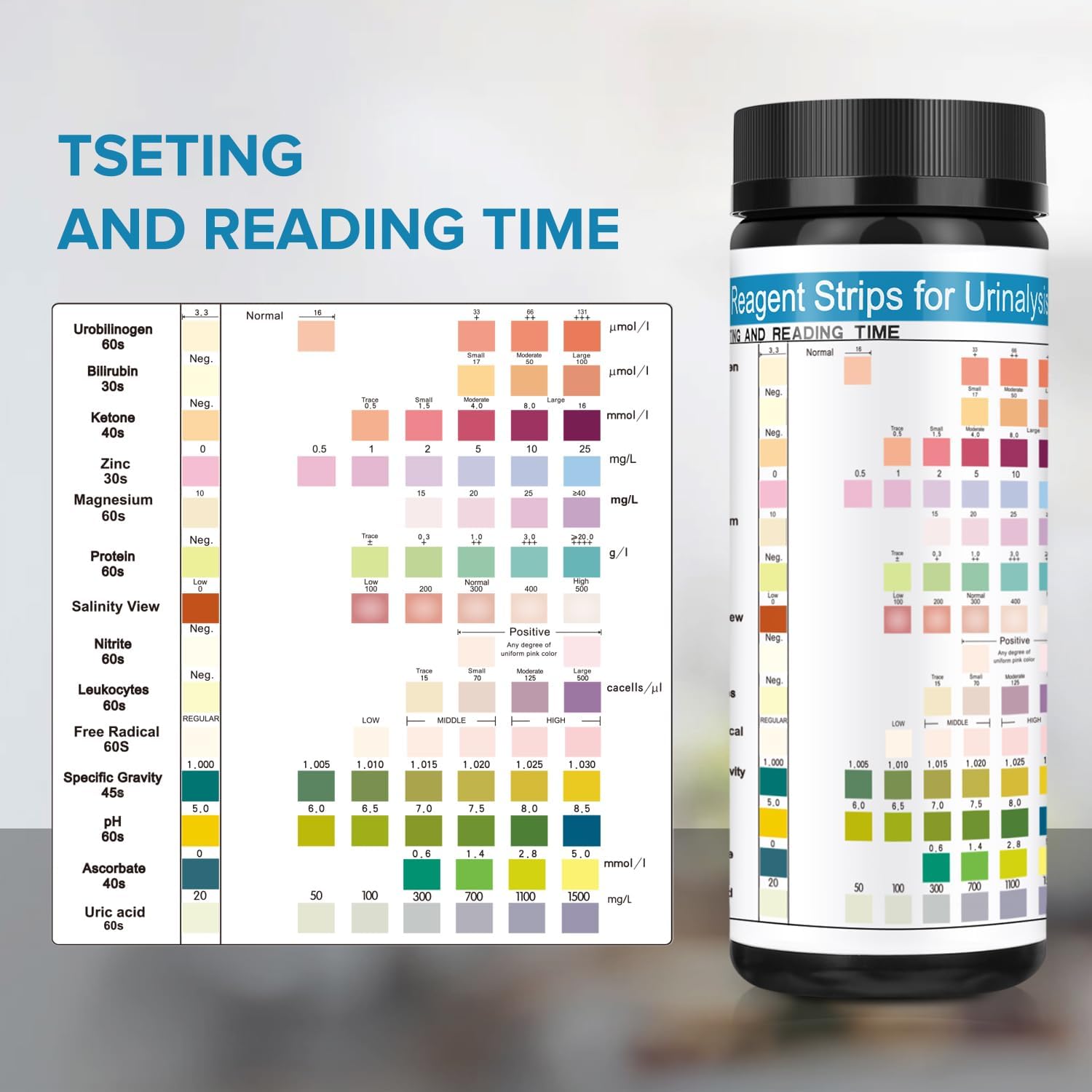 Urine Test Strips URS 14-in-1 Urinalysis Reagent Strips 14 Parameter Urine Test Strips PH Tester US