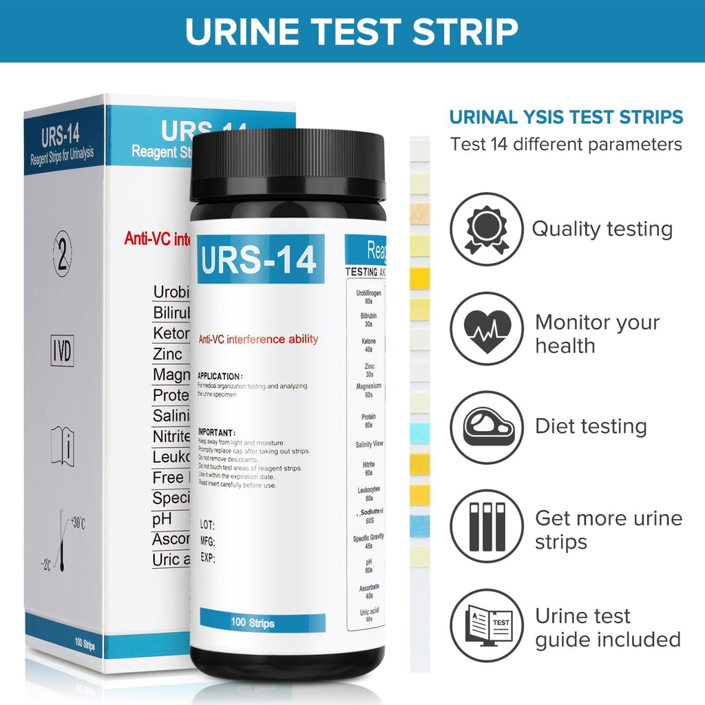 Urine Test Strips URS 14-in-1 Urinalysis Reagent Strips 14 Parameter Urine Test Strips PH Tester US
