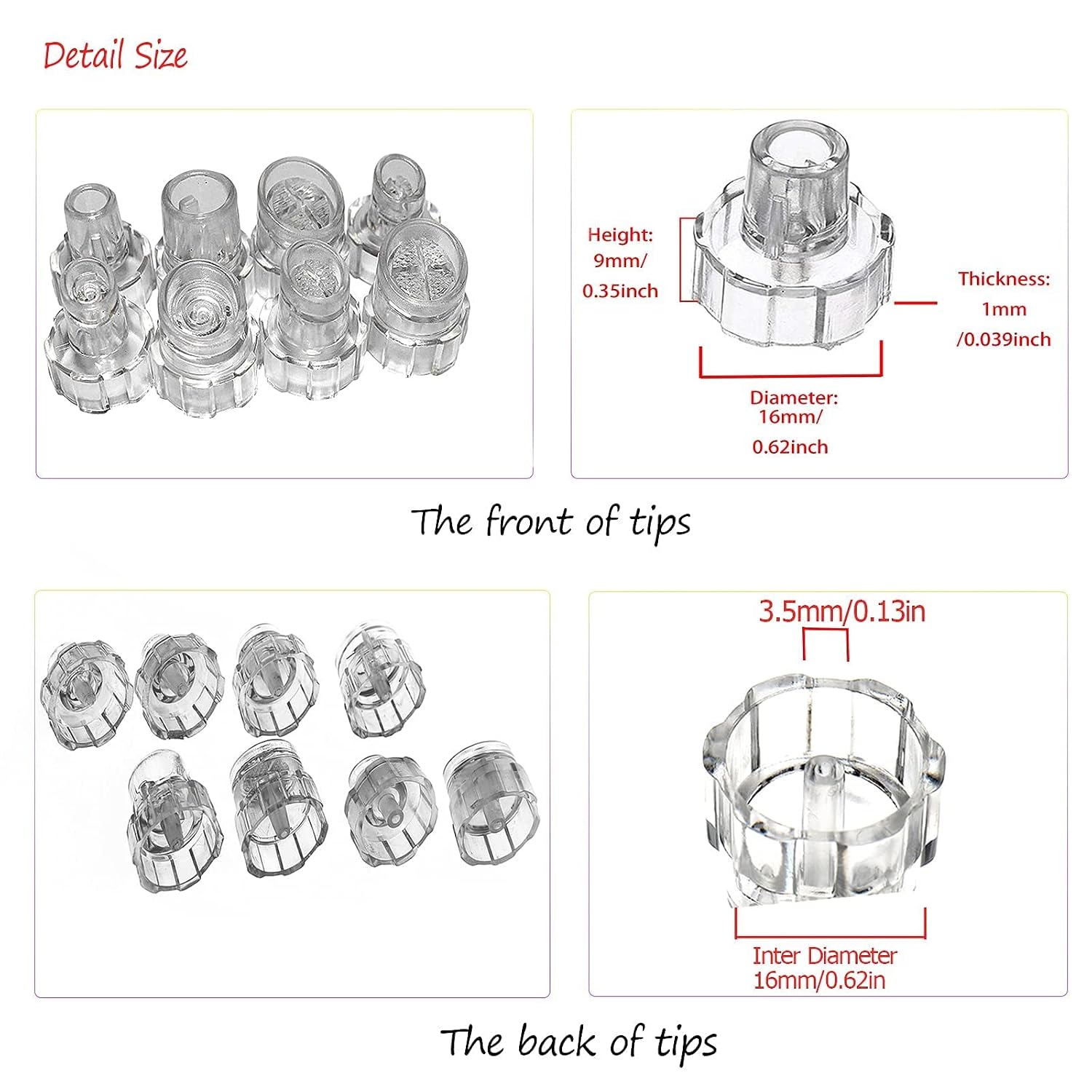 Replacement Small Bubble Hydrafacial Tips Clear Plastic Suction Clean Heads Accessory For Salon Facial Cleansing Machine (8PCS)
