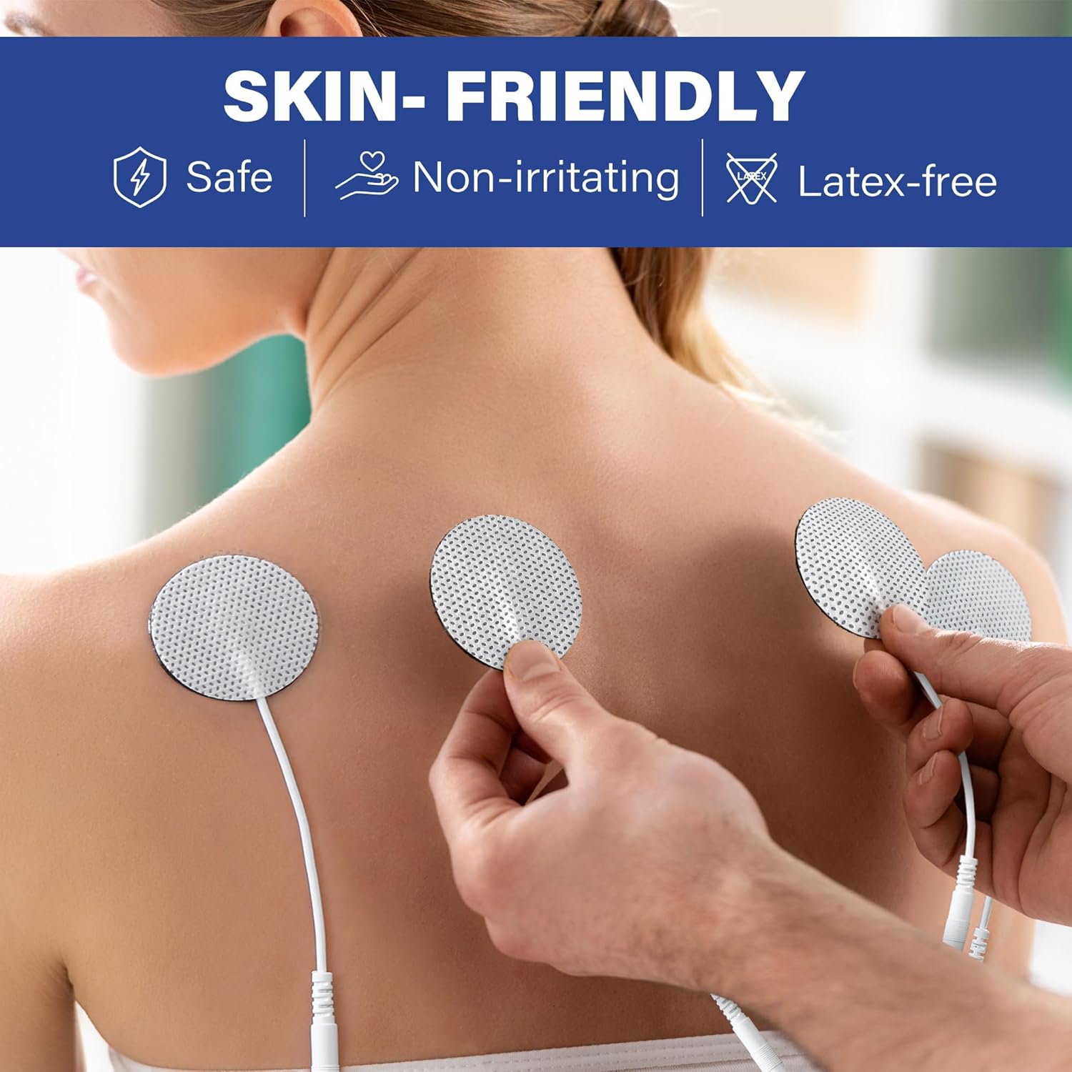 36X Replacement 1.25" 2mm Connector Round TENS Unit Electrode Pads Premium Adhesive Gel for EMS Muscle Stimulator