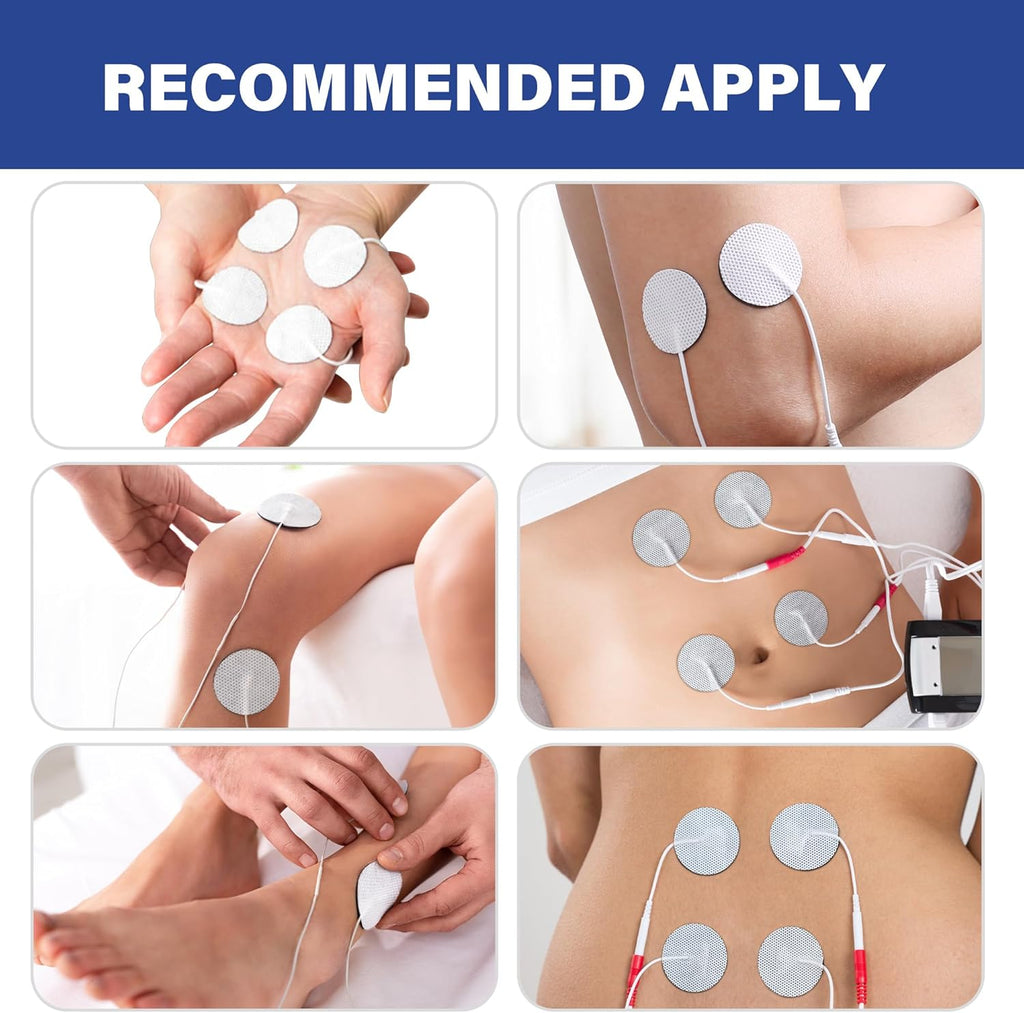 36X Replacement 1.25" 2mm Connector Round TENS Unit Electrode Pads Premium Adhesive Gel for EMS Muscle Stimulator