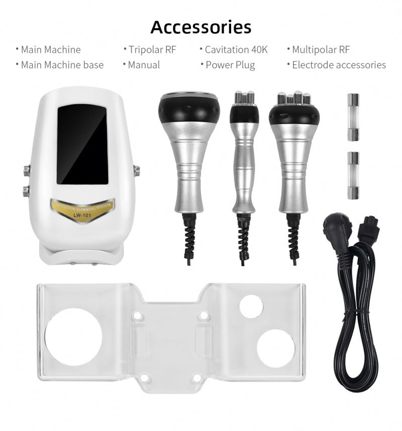 3 In 1 40K Cavitation RF Slimming Machine, Ultrasonic Fat Reduction Device with Tripolar & Multipolar RF for Body Shaping Anti-Cellulite Treatment