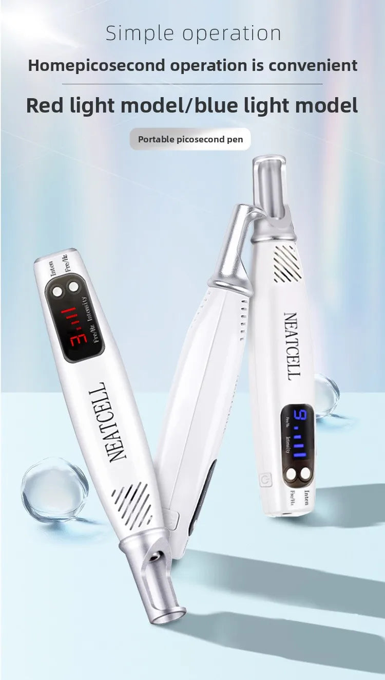 Handheld Red or Blue Pen Picosecond Spot Removal Pen Painless Eyebrow Washing Portable Tattoo Removal Skin Beauty for Home Use