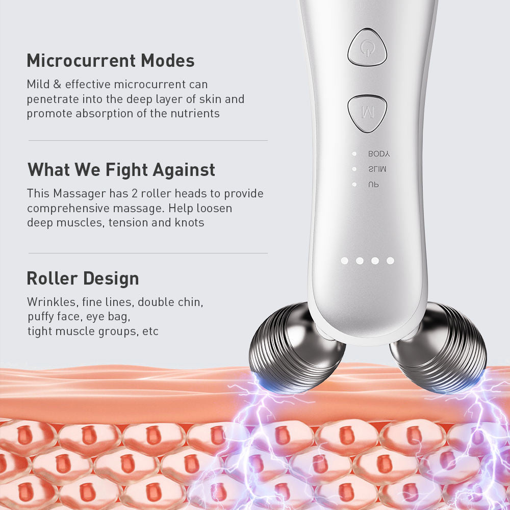 EMS Beauty Massager Roller Rechargeable Face Body Lifting Device Skin Firming Anti-Aging Facial Massage Instrument