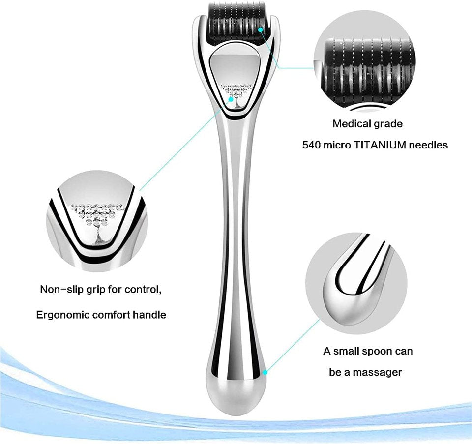 DRS 540 Titanium Microneedle Derma Roller Facial Skin Care Tool Boost Collagen Anti-Aging Reduce Wrinkles Pore Minimizing Device