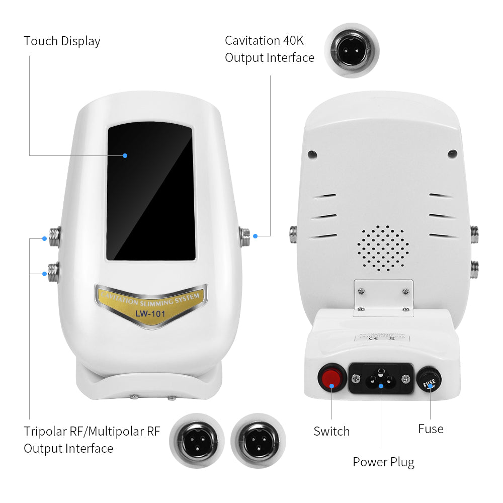 3 In 1 40K Cavitation RF Slimming Machine, Ultrasonic Fat Reduction Device with Tripolar & Multipolar RF for Body Shaping Anti-Cellulite Treatment