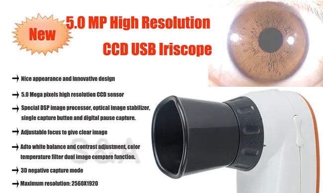 HD 5MP Computer Type USB Iris Detector Analyzer Magnifier Iridology Device Retinal Camera with Aluminum Alloy Box