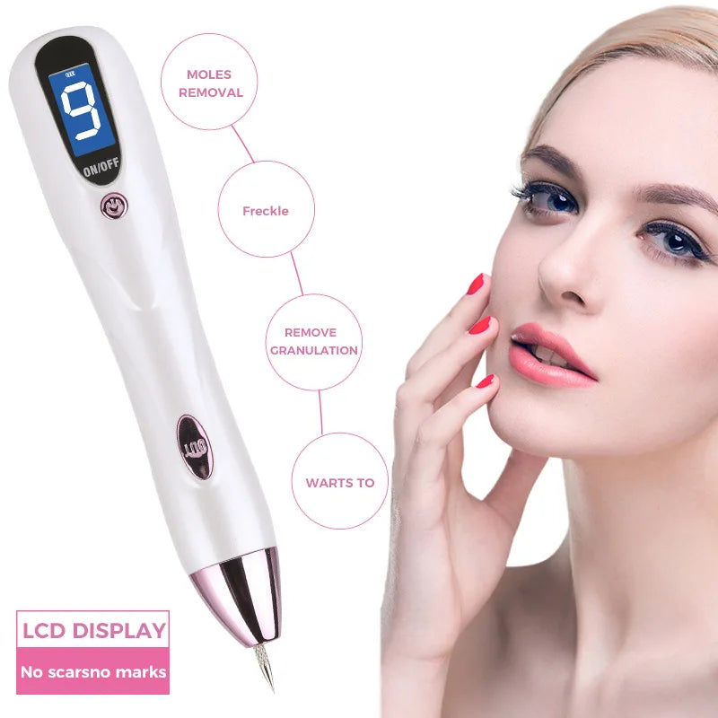 LCD Laser Skin Tag Freckle Wart Dot Mole Remove Pen Dark Spot Tattoo Removal USB Multi Function Beauty Equipment
