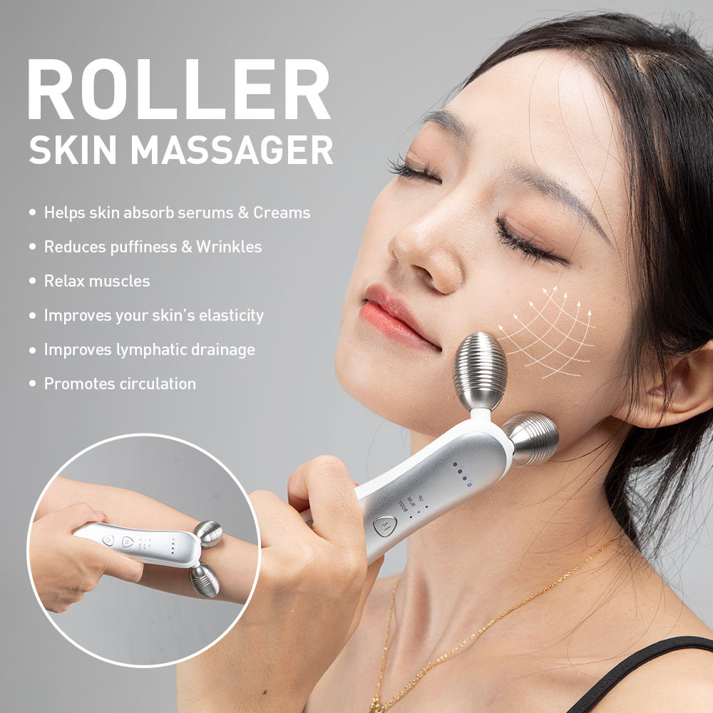 EMS Beauty Massager Roller Rechargeable Face Body Lifting Device Skin Firming Anti-Aging Facial Massage Instrument
